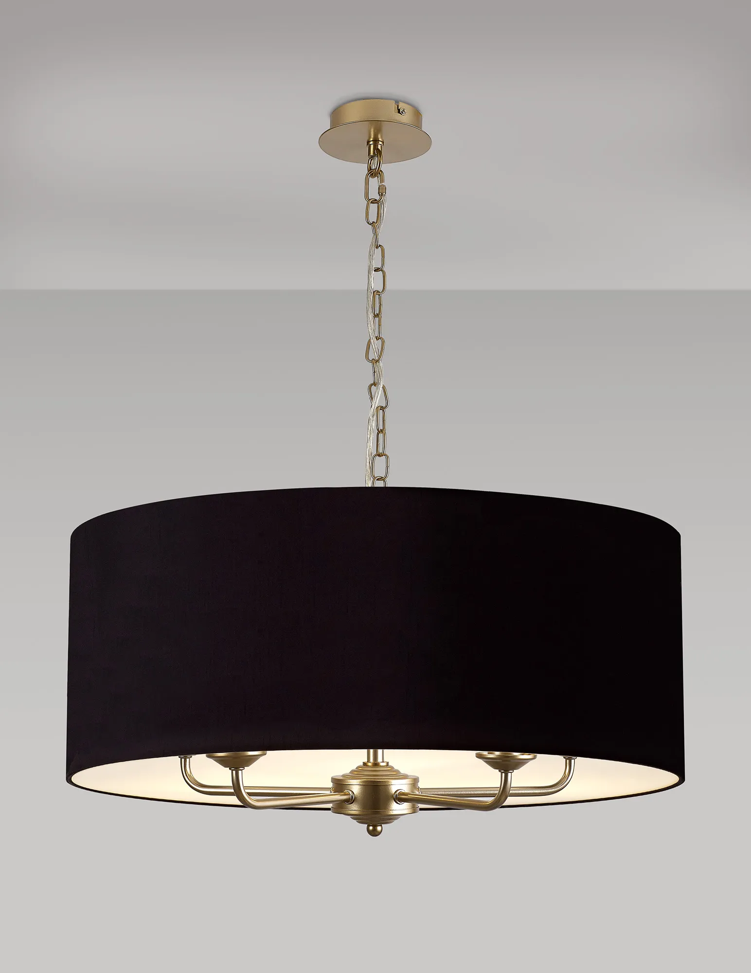 Banyan 60cm 5 Light Pendant Champagne Gold; Midnight Black DK0979  Deco Banyan CG BL/GR